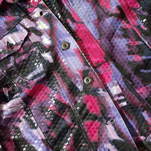 *Purple Pink Black Shiny Jacket 80's PL - Picture 6 of 6